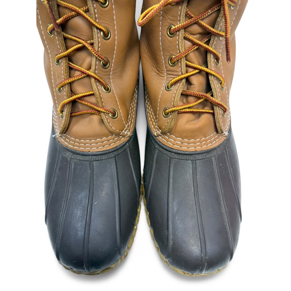LL Bean 8" Bean Boots Mens 12M Tan Waterproof Leather Duck Boots Made in USA - Picture 3 of 9